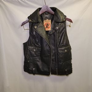 Black vegan leather vest